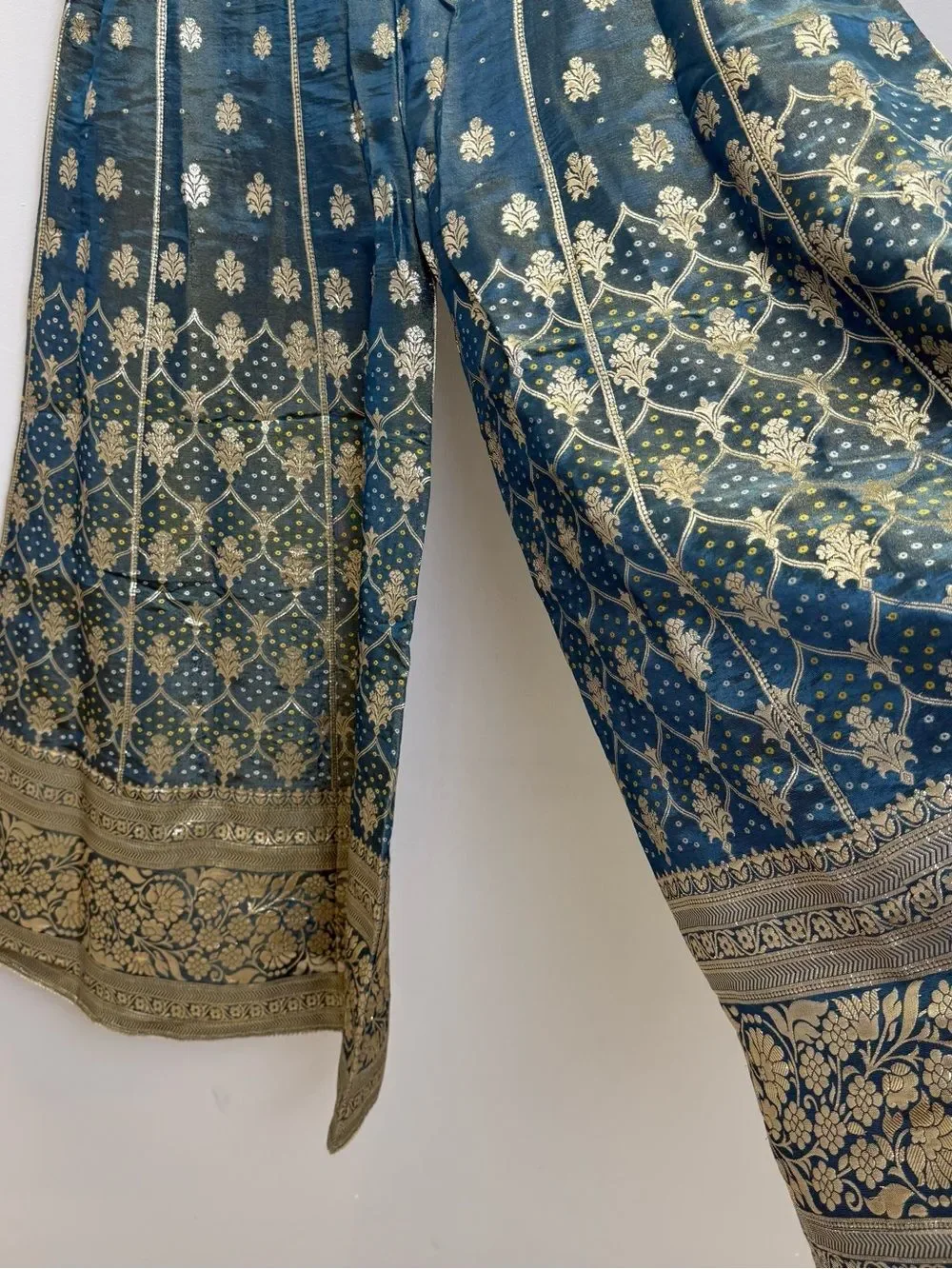 Embellished Teal Ethnic pants Set with Dupatta